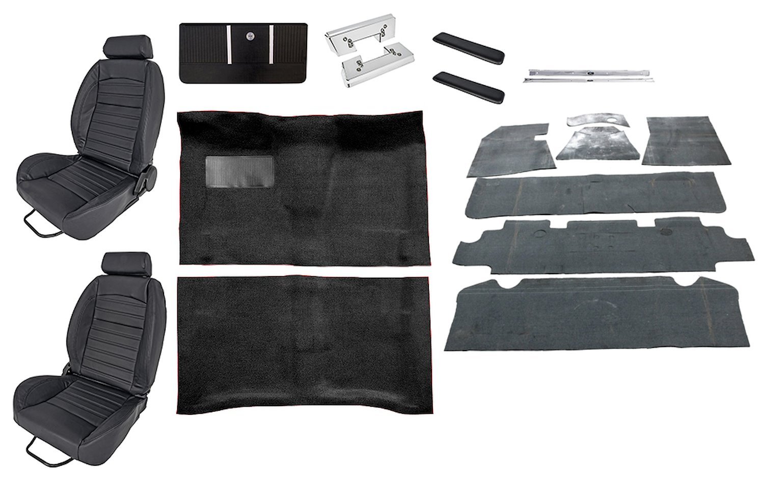 Black Interior Kit w/High-Back Buckets for 1966 Chevy El Camino