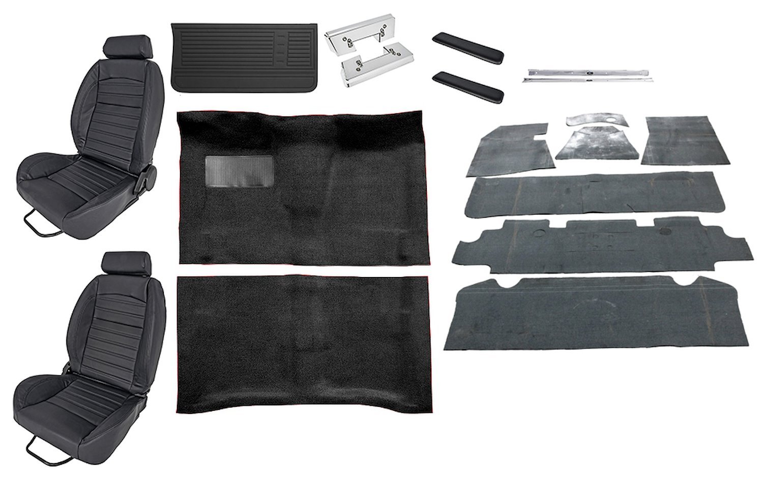 Black Interior Kit w/High-Back Buckets for 1967 Chevy El Camino