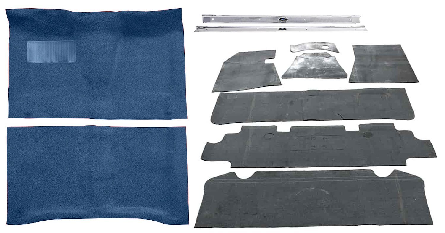 Medium Blue Molded Loop Carpet Kit w/OE Jute Fits Select 1964-1967 Buick, Chevy, Olds, Pontiac 2-Door A-Body [Auto Trans]