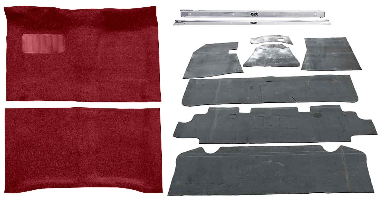 Maroon Molded Loop Carpet Kit w/OE Jute Fits Select 1964-1967 Buick, Chevy, Olds, Pontiac 2-Door A-Body [Auto Trans]