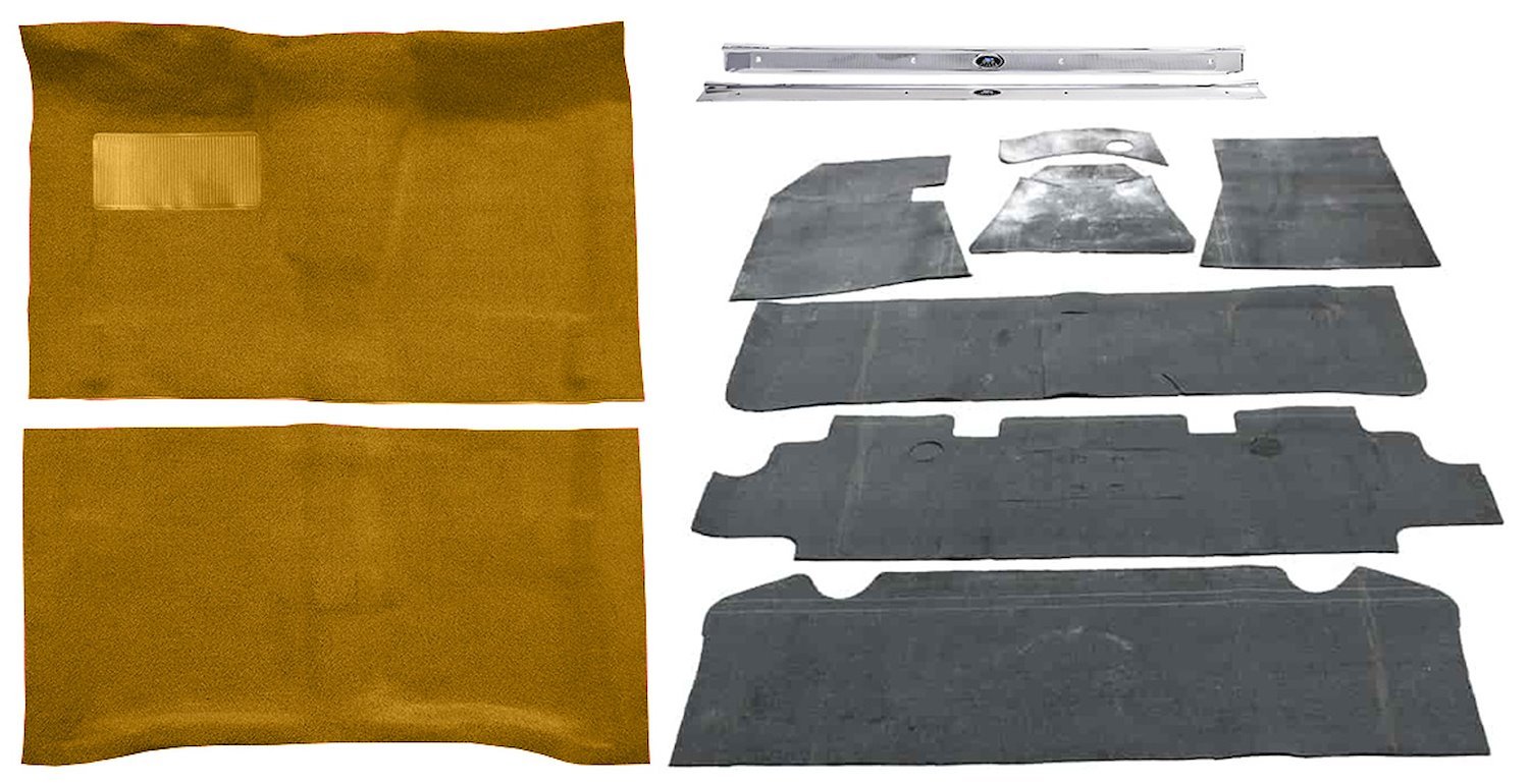 Gold Molded Loop Carpet Kit w/OE Jute Fits Select 1964-1967 Buick, Chevy, Olds, Pontiac 2-Door A-Body [Auto Trans]