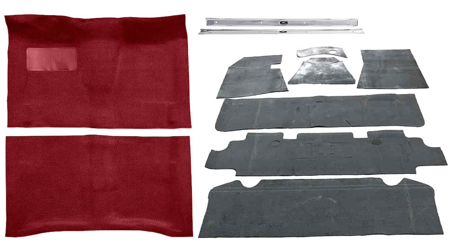 Molded Loop Carpet Kit Fits Select 1964-1967 Buick, Chevy, Olds, Pontiac [Jute Backing, 4-Speed w/Bench, Maroon]
