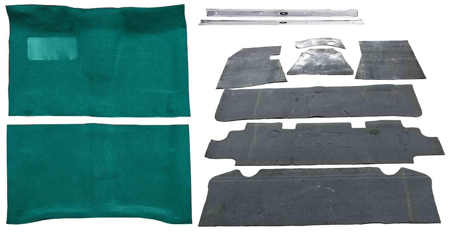 Molded Loop Carpet Kit Fits Select 1964-1967 Buick, Chevy, Olds, Pontiac [Mass Backing, Automatic, Aqua]