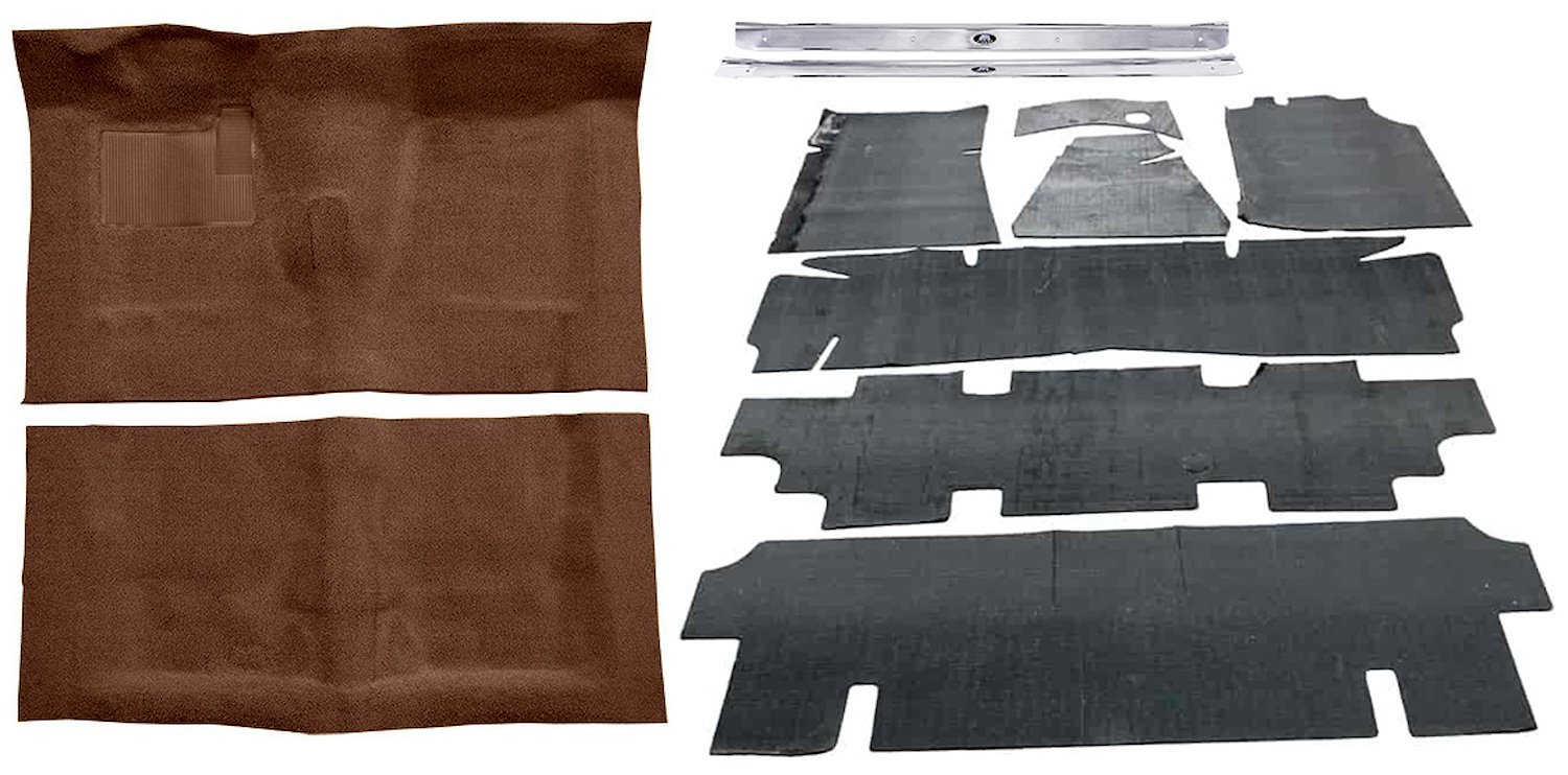 Molded Loop Carpet Kit Fits Select 1968-1972 Buick, Chevy, Olds, Pontiac Models [Jute Backing, 4-Speed w/Buckets, Dark Brown]