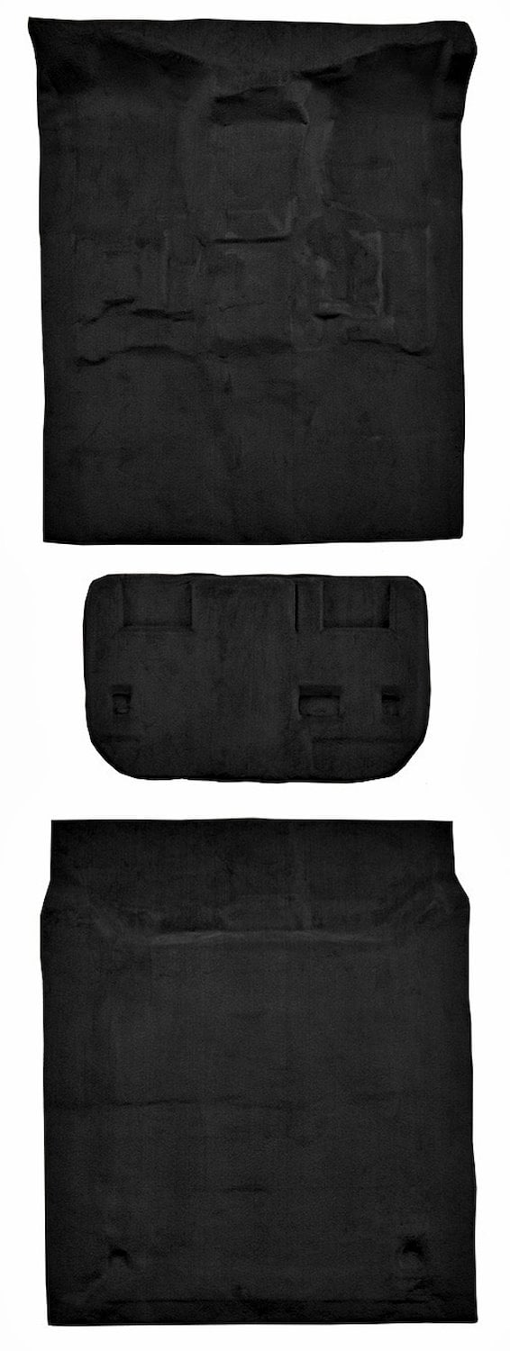 Molded Cut Pile Passenger/Cargo Area Carpet Fits Select 2007-2009 Cadillac, Chevy, GMC SUV Models [Jute Backing, 3-Piece, Black]