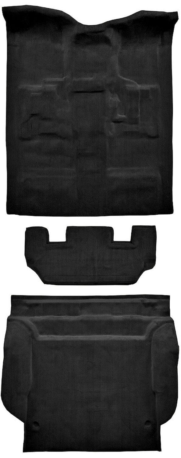 Molded Cut Pile Passenger/Cargo Area Carpet Fits Select 2011-2014 Cadillac, Chevy, GMC SUV Models [Jute Backing, 3-Piece, Black]