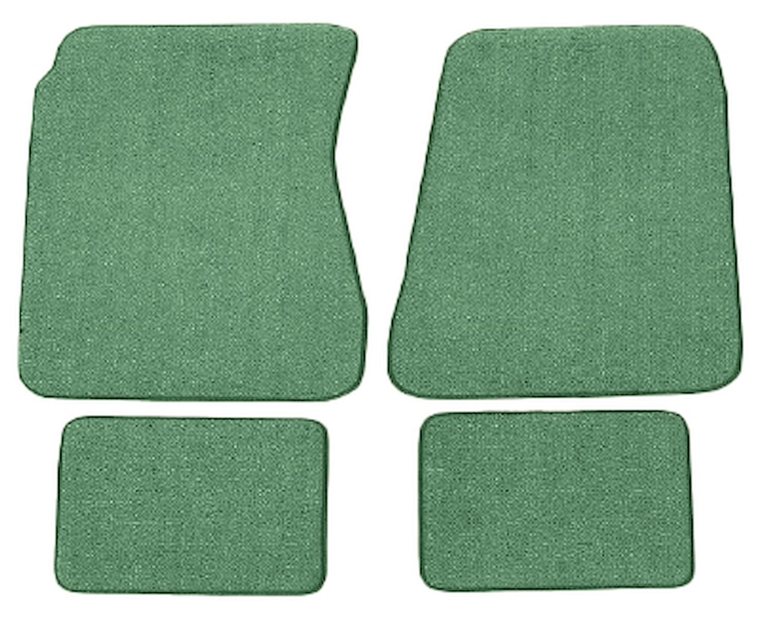 Molded Loop Floor Mats Fits Select 1968-1972 Buick, Chevrolet, Oldsmobile, Pontiac Models [4-Piece, Light Green]