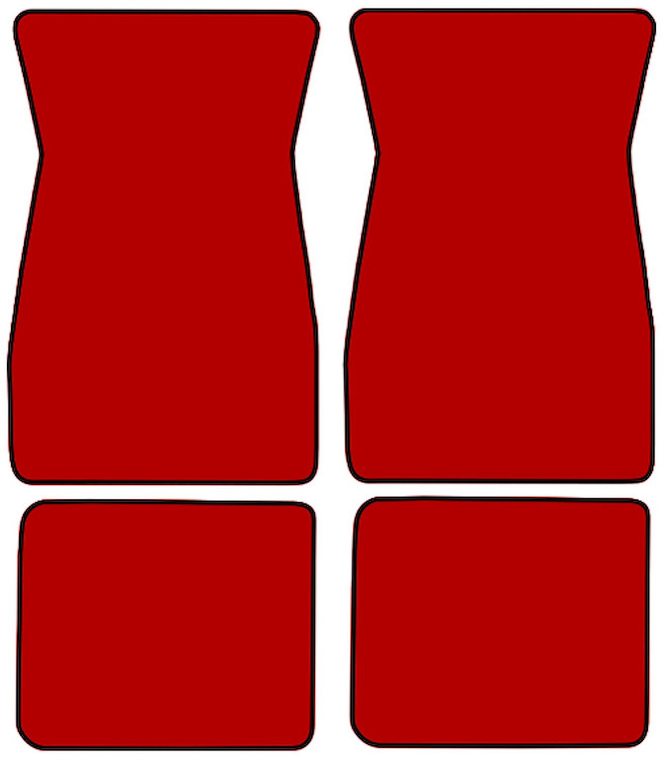 Molded Loop Floor Mats for 1967-1969 Chevrolet Camaro, Ponitac Firebird/Trans Am [4-Piece, Red]