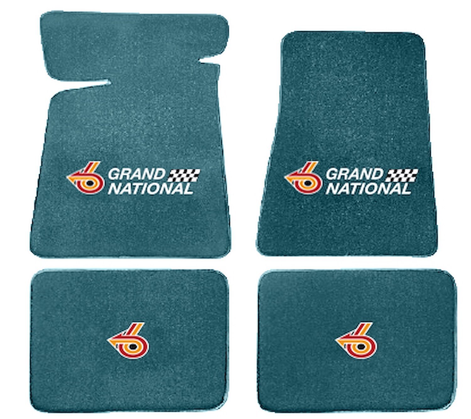 Molded Cut Pile Floor Mats for 1984-1987 Buick Regal Grand National [4-Piece, W/Grand National Logo, Blue]