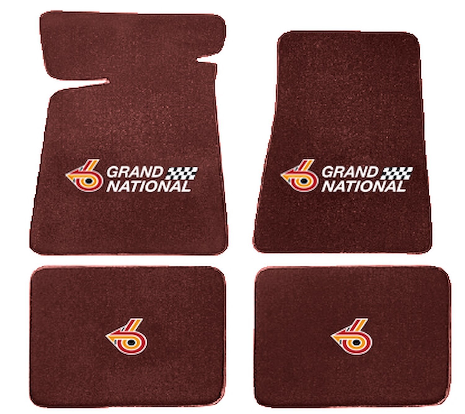Molded Cut Pile Floor Mats for 1984-1987 Buick Regal Grand National [4-Piece, W/Grand National Logo, Claret/Oxblood]