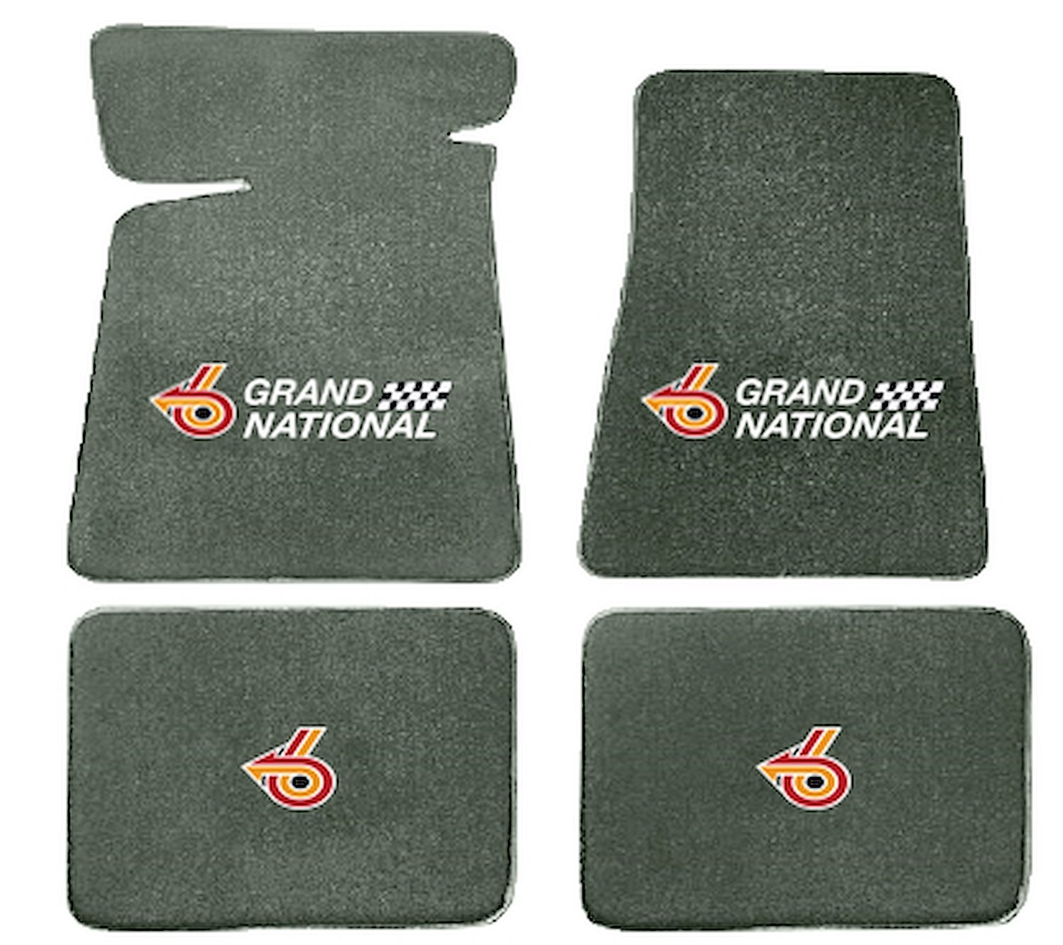 Molded Cut Pile Floor Mats for 1984-1987 Buick Regal Grand National [4-Piece, W/Grand National Logo, Dove Gray]