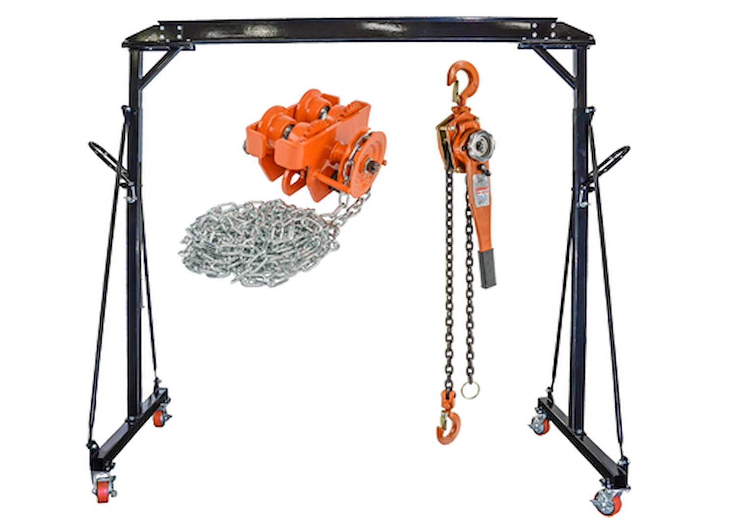 JEGS 81245K: Gantry Crane with Trolley and Chain Hoist - JEGS