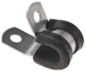 JEGS 82032: Stainless Steel Cushion Clamps | Fits 3/8 in. O.D. Hard Line |  .019 in. I.D. Mounting Hole | Rubber Cushion Insert | Set of 10 - JEGS