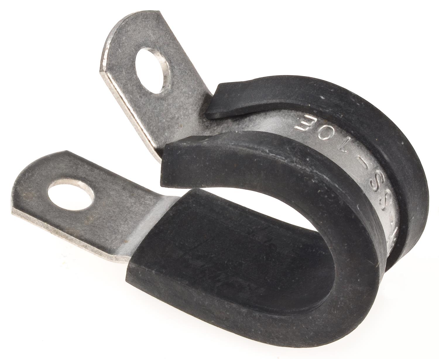 JEGS 82036: Stainless Steel Cushion Clamps | Fits -8 AN Hose | .019 in.  I.D. Mounting Hole | Rubber Cushion Insert | Set of 10 - JEGS