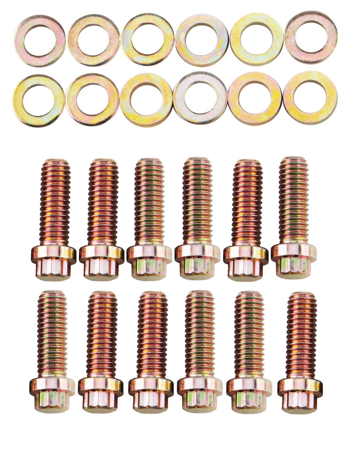 JEGS 555-83250: 12-Point Intake Manifold Bolts Fits Small Block Chevy  (Except Vortec, LT  LS), Mopar (Except HEMI), AMC V8 Gold Zinc  Dichromate| Includes (12) 3/8 in.-16 x in.