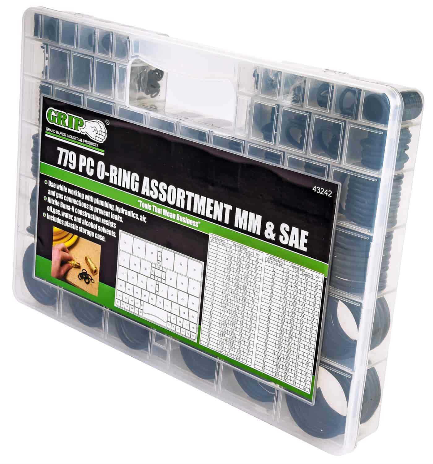 JEGS 84440 Nitrile Buna-N O-Ring Assortment (779-piece, Metric and SAE Sizes)