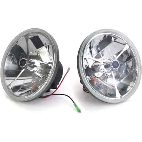 JEGS 90117 7 Tri Bar Round Headlights Blue Dot  