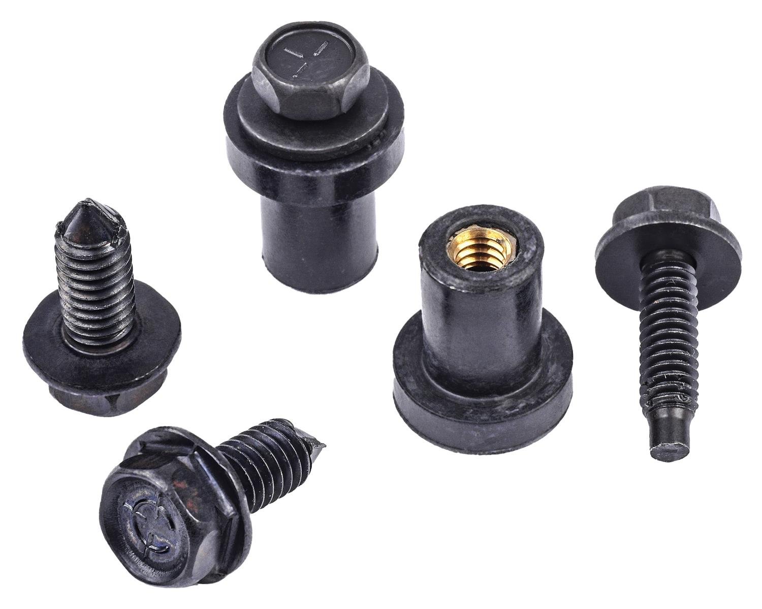 JEGS 90735: Radiator Well Nut Set | 1967-1981 GM Models | 6-Piece Set  Includes: (2) Side Rubber Well Nuts 1/4 in.-20, (2) 1/4 in.-20, 7/8 in. UHL  Bolts w/ 5/8 in. Affixed