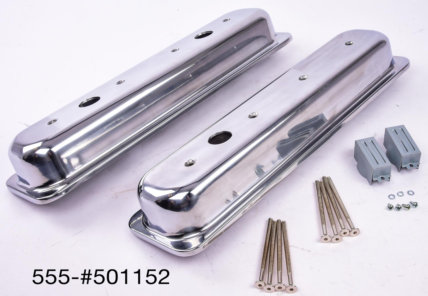 *BLEMISHED Polished Cast Aluminum Smooth Valve Covers for 1987-1997 Small Block Chevy (Centerbolt Mount)