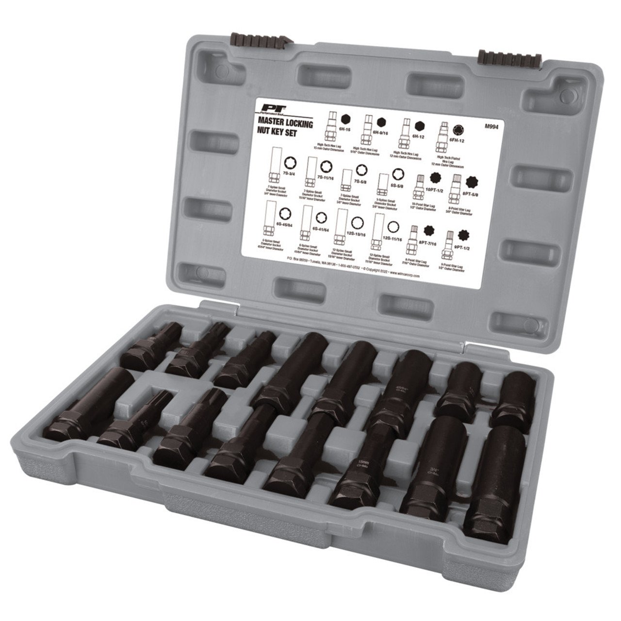 JEGS M994: Locking Lug Nut Master Key Set | 16 Different Key Shapes |  Double Hex Head Design | Includes Splined, Hex, and Star Style Keys - JEGS