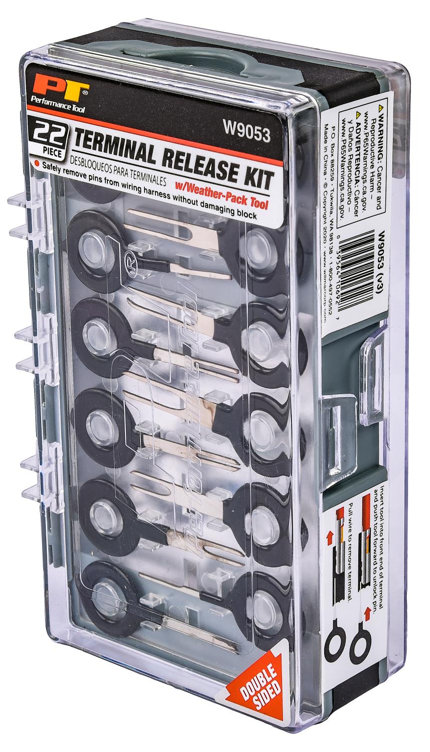 JEGS W9053: Terminal Release Kit, 22-piece, 21 Stainless Steel Tools, 1  Delphi Weather Pack Tool