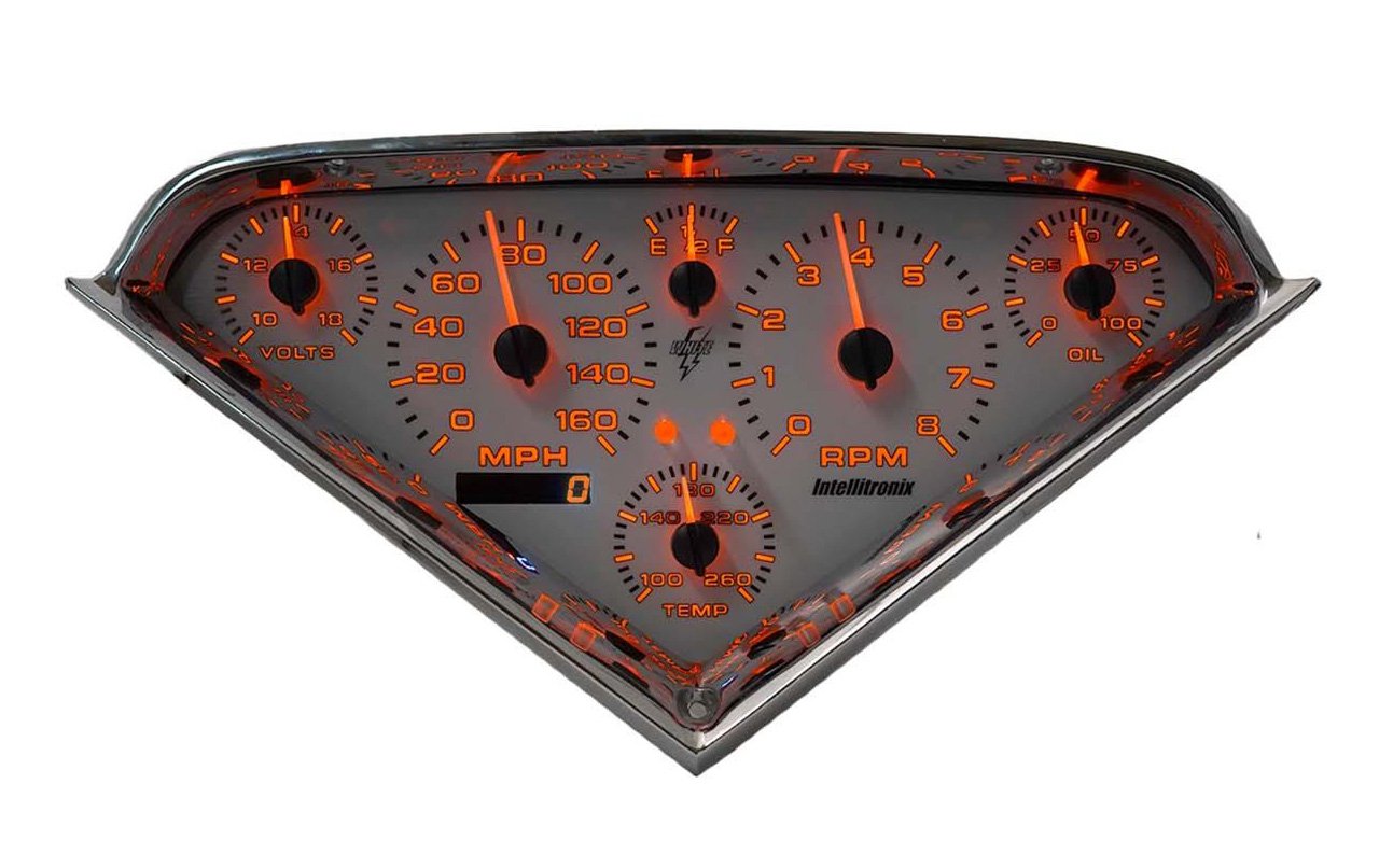 Direct-Fit Analog Gauge Panel wWhite Faceplate for 1955-1959 Chevy Truck [Orange]