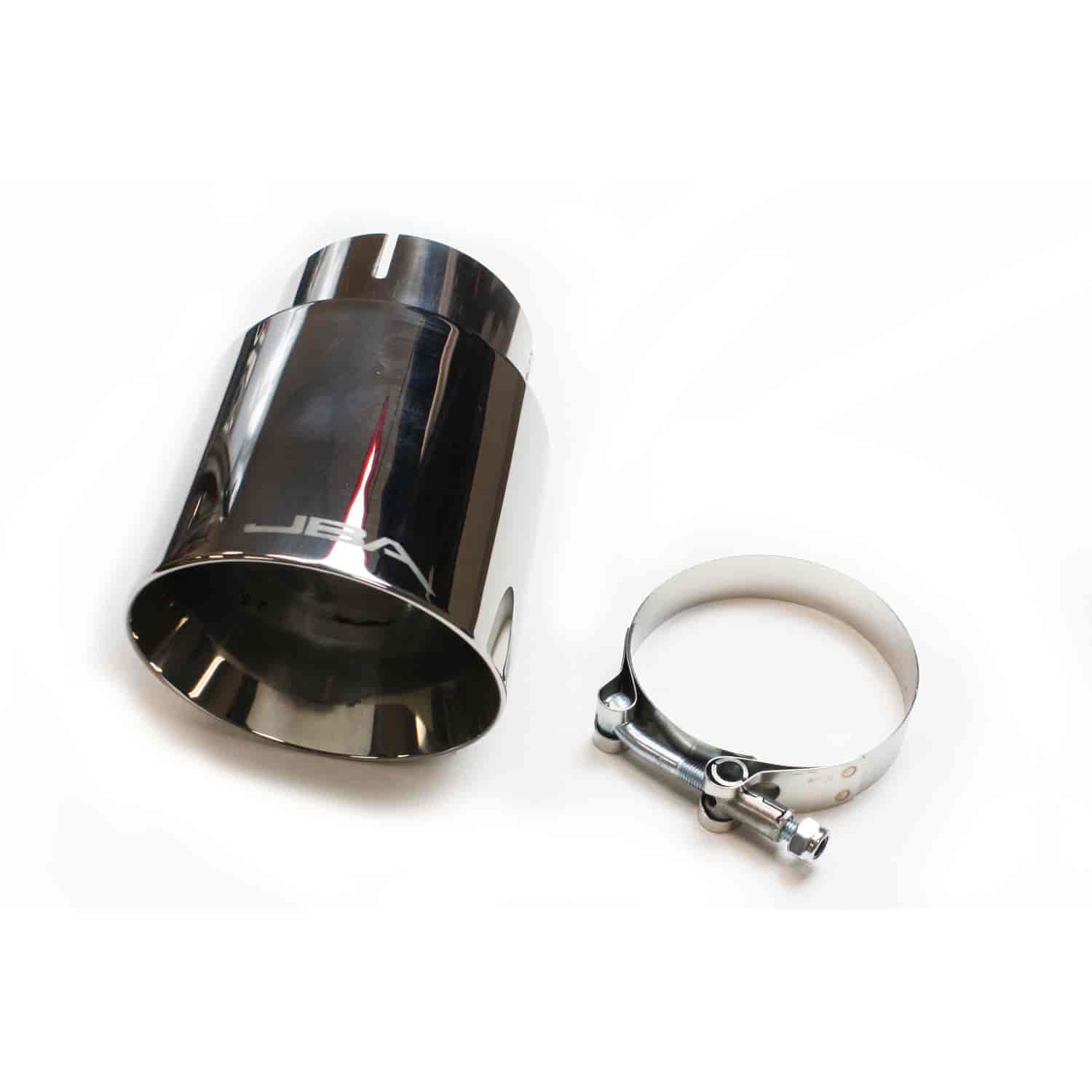 JBA Performance Exhaust 12-8276 3? x 4? x 7 5/8? Double Wall Polished S/S Chrome Tip - Clamp on