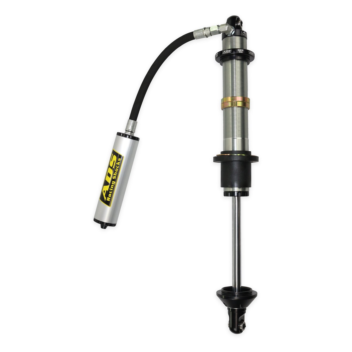 250-COR08-A90 Coil-Over Race Shock, 2.5 in. x 8 in. Stroke, w/ Remote Reservoir (90-Degree Hose), w/ Compression Adjustment