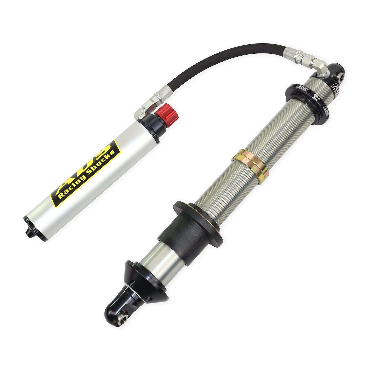 250-COR14-A90 Coil-Over Race Shock, 2.5 in. x 14 in. Stroke, w/ Remote Reservoir (90-Degree Hose), w/ Compression Adjustment
