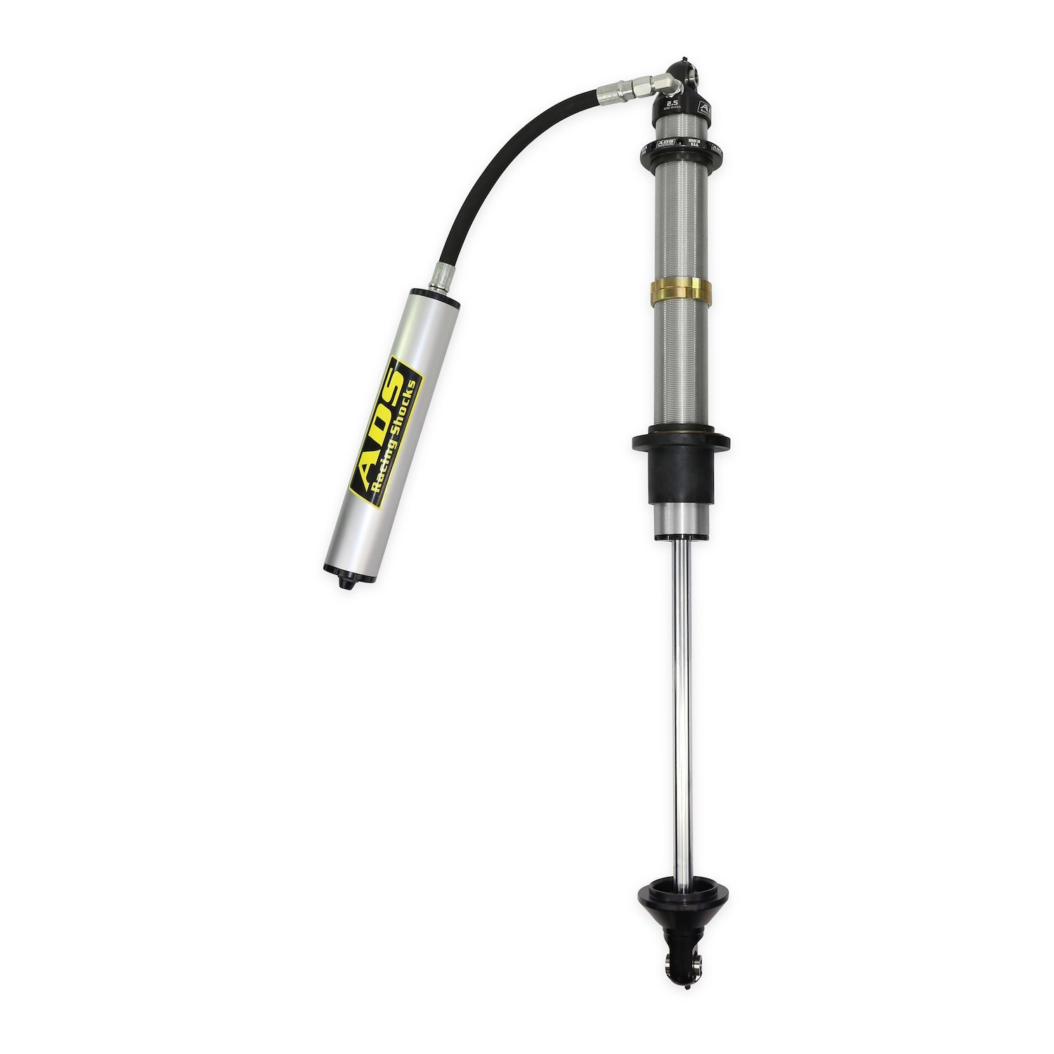 250-COS12-0A9 Coil-Over Race Shock, 2.5 in. x 12 in. Stroke, w/ Remote Reservoir (90-Degree Hose), w/ Compression Adjustment