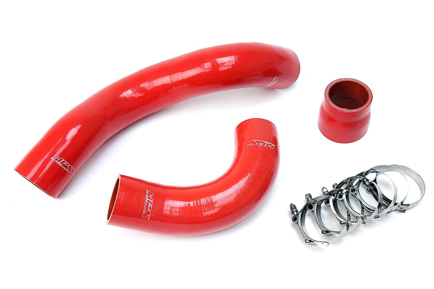 57-1697-RED Silicone Intercooler Hose Kit, High-Temp Resistant 4-Ply Reinforced Silicone, Replaces Rubber Intercooler Hoses