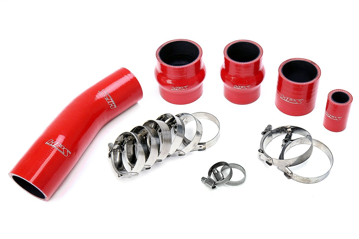 57-1711-RED Intercooler Hose Kit, High-Temp 4-Ply Reinforced Silicone, Replace OEM Rubber Intercooler Turbo Boots
