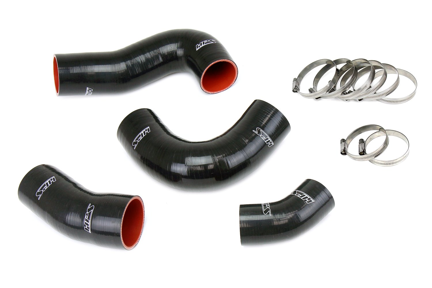 57-1949-BLK Intercooler Hose Kit, 4-Ply Reinforced Silicone, Replaces Rubber Intercooler Hoses