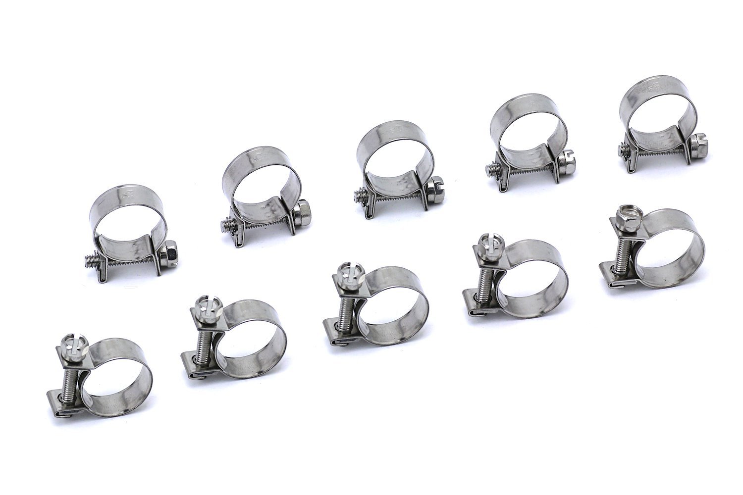 FIC-10x10 Fuel Injection Hose Clamp, 10 Stainless Steel Small Hose Clamps, SAE Size 12, 25/64 in. - 15/32 in. (10 mm-12 mm)