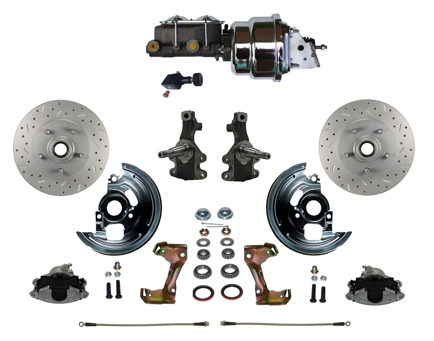 GM A/F/X-Body Front Disc Brake Conversion Kit w/2 in. Drop Spindles