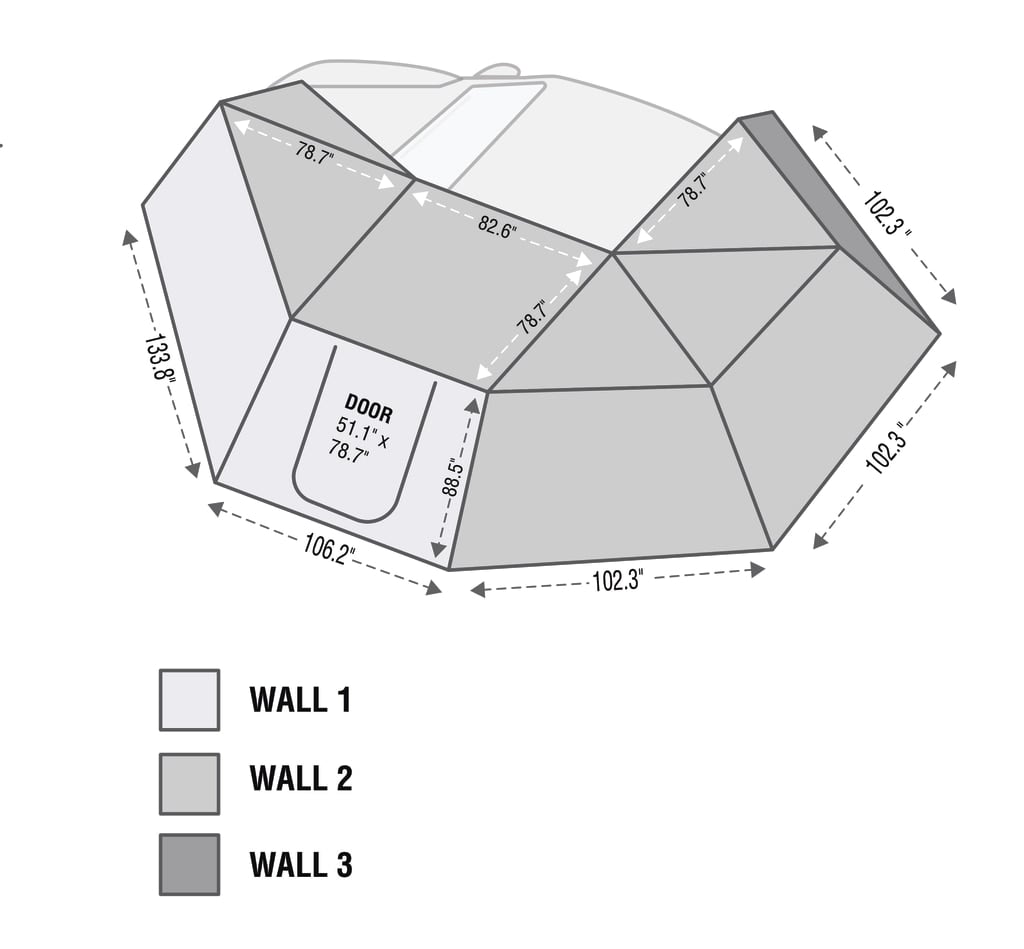 Nomadic Awning 270 - Side Wall 2 - Dark Gray With Storage Bag - Driver