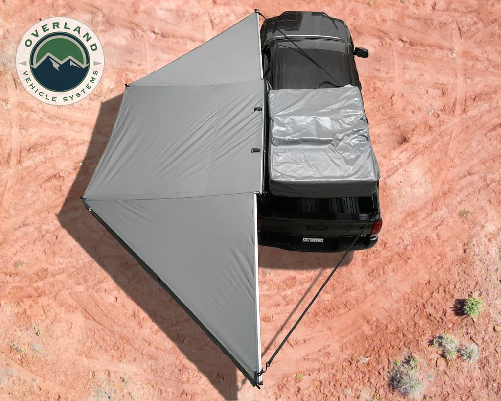 Nomadic Awning 270 - Dark Gray Cover With Black Transit Cover Passenger Side & Brackets