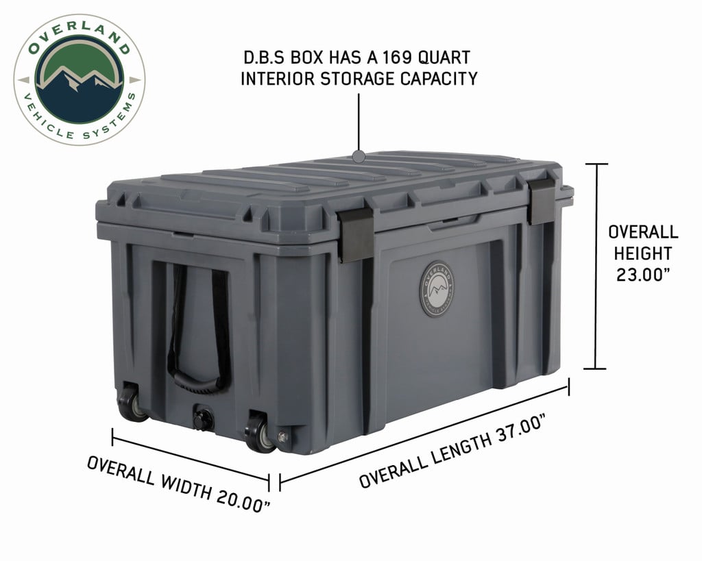 Dry Box Storage Dark Grey 169 QT Dry Box with Wheels, Drain, and Bottle Opener