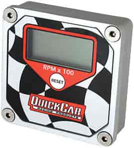 QuickCar LCD Tach White/Red with Checkered Flag