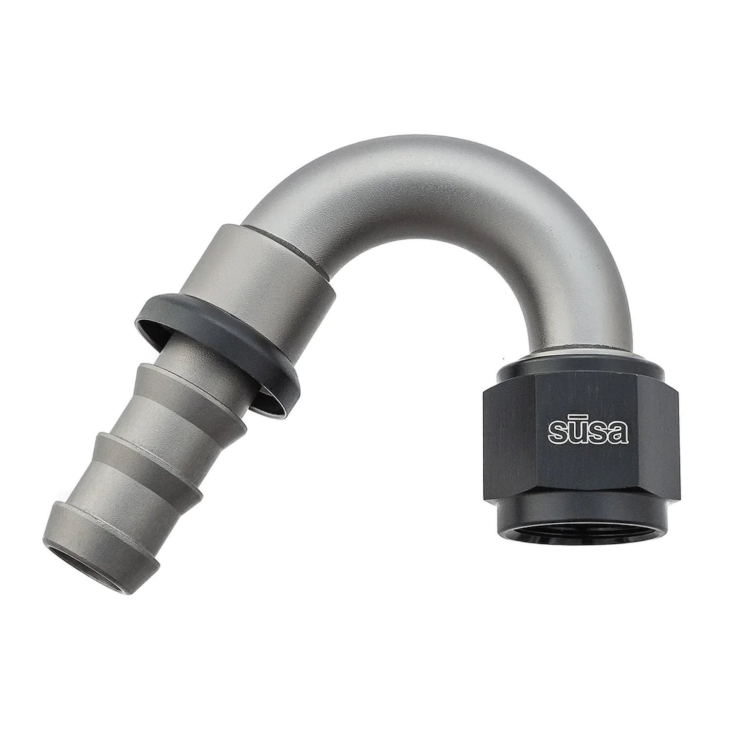 22-AN06PL06-150 Hose End, AN to PushLock Fitting, AN06 Female to -06 PushLock Male, 150-Degree
