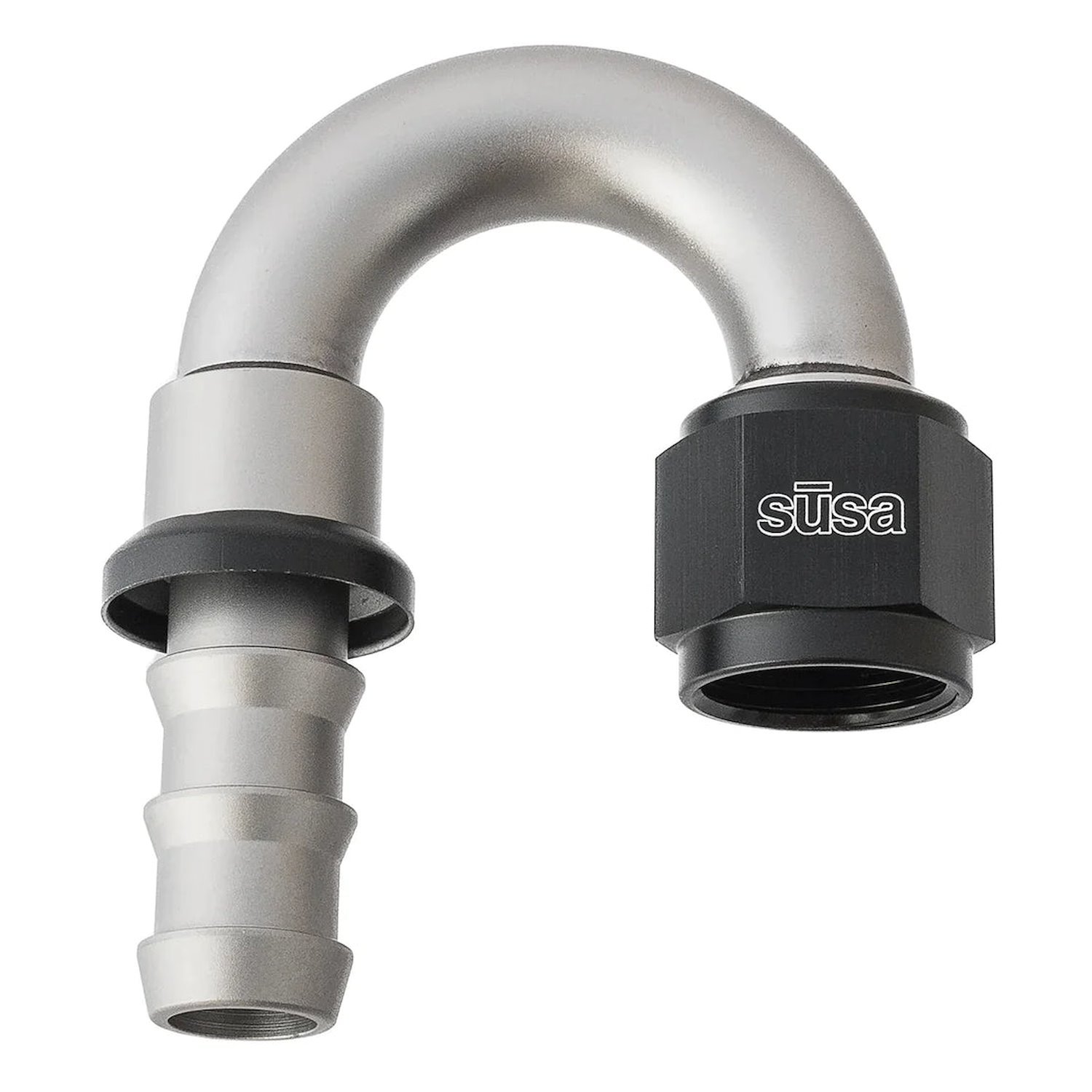 22-AN06PL06-180 Hose End, AN to PushLock Fitting, AN06 Female to -06 PushLock Male, 180-Degree