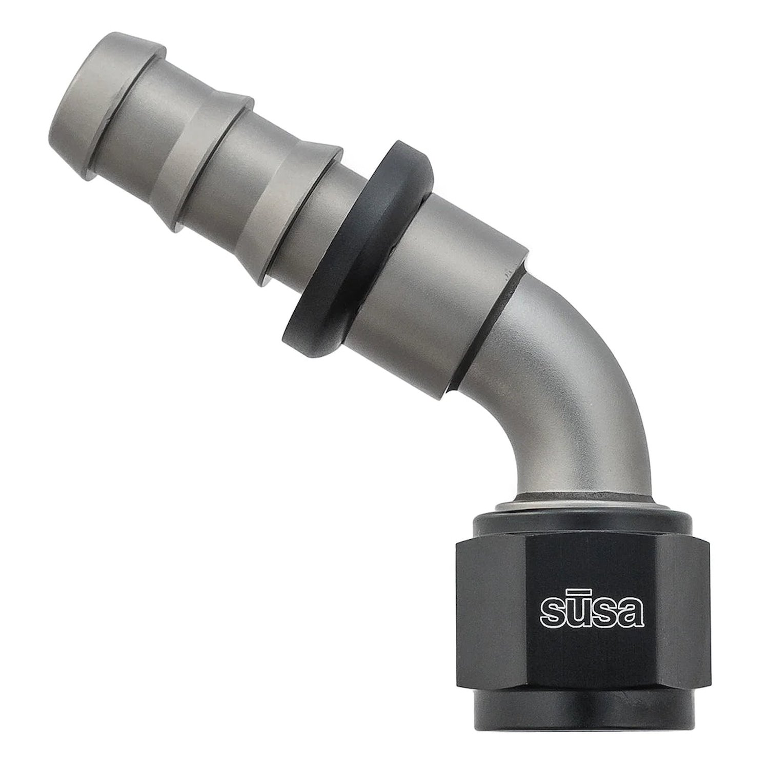 22-AN06PL06-60 Hose End, AN to PushLock Fitting, AN06 Female to -06 PushLock Male, 60-Degree