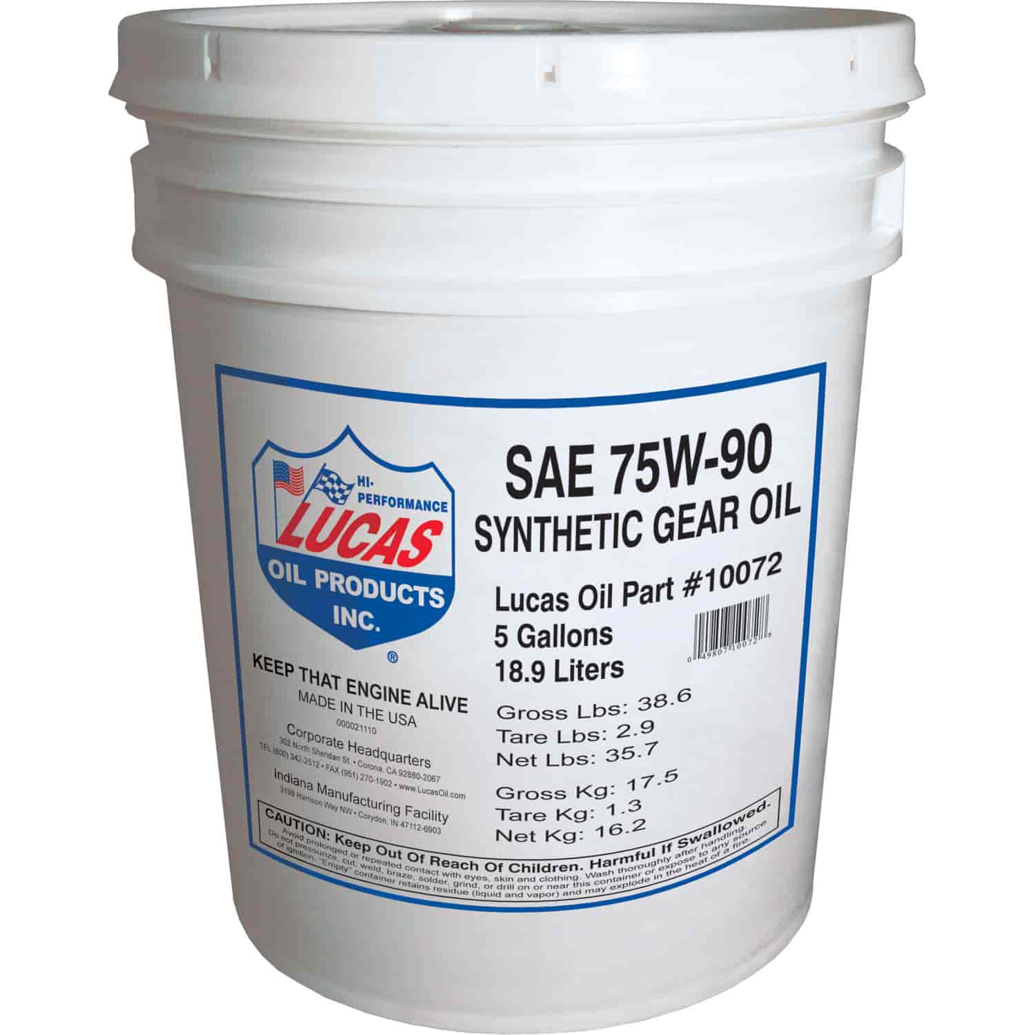 10072 Synthetic SAE 75W-90 Trans/Diff Lube 5-Gallon Pail