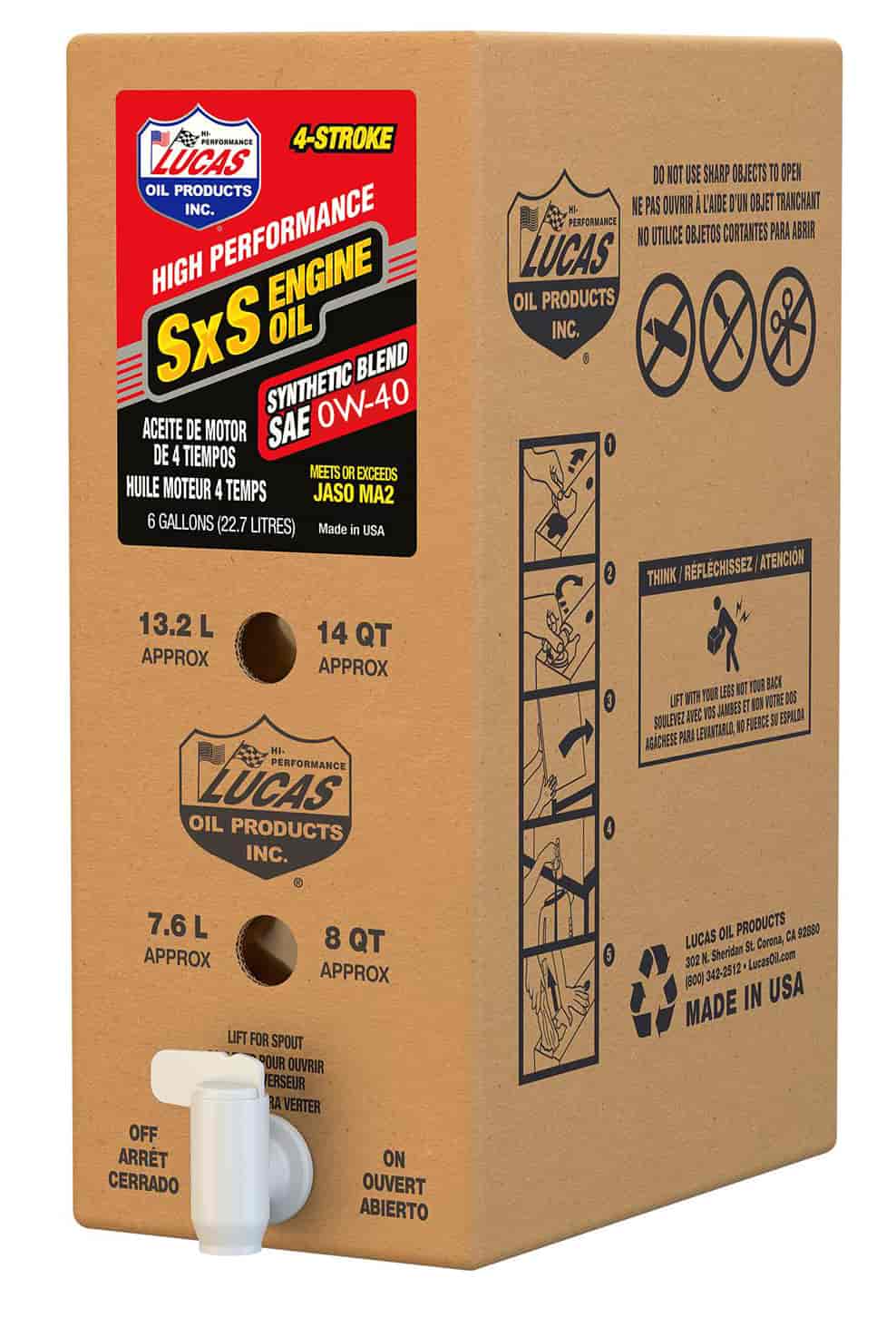 0W40 High-Performance Synthetic SxS Engine Oil - 6 Gallon Bag In A Box