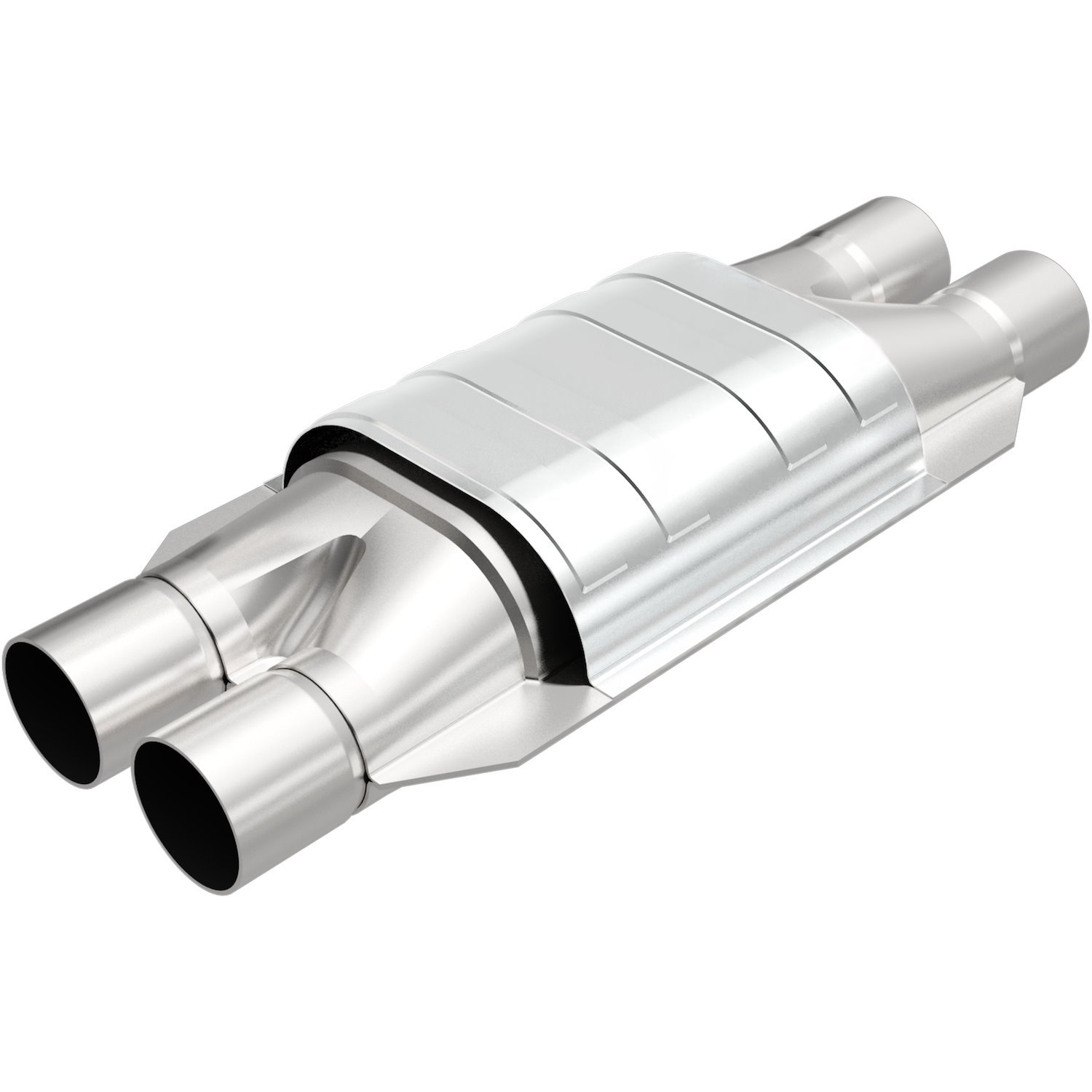 Oval Catalytic Converter 2" Inlet/Outlet Diameter 17.375" Overall Length 13.375" Body Length 6.375" Wide