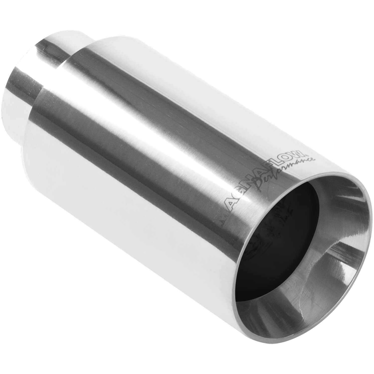 Polished Stainless Steel Weld-On Single Exhaust Tip Inlet Inside Diameter: 2.25"