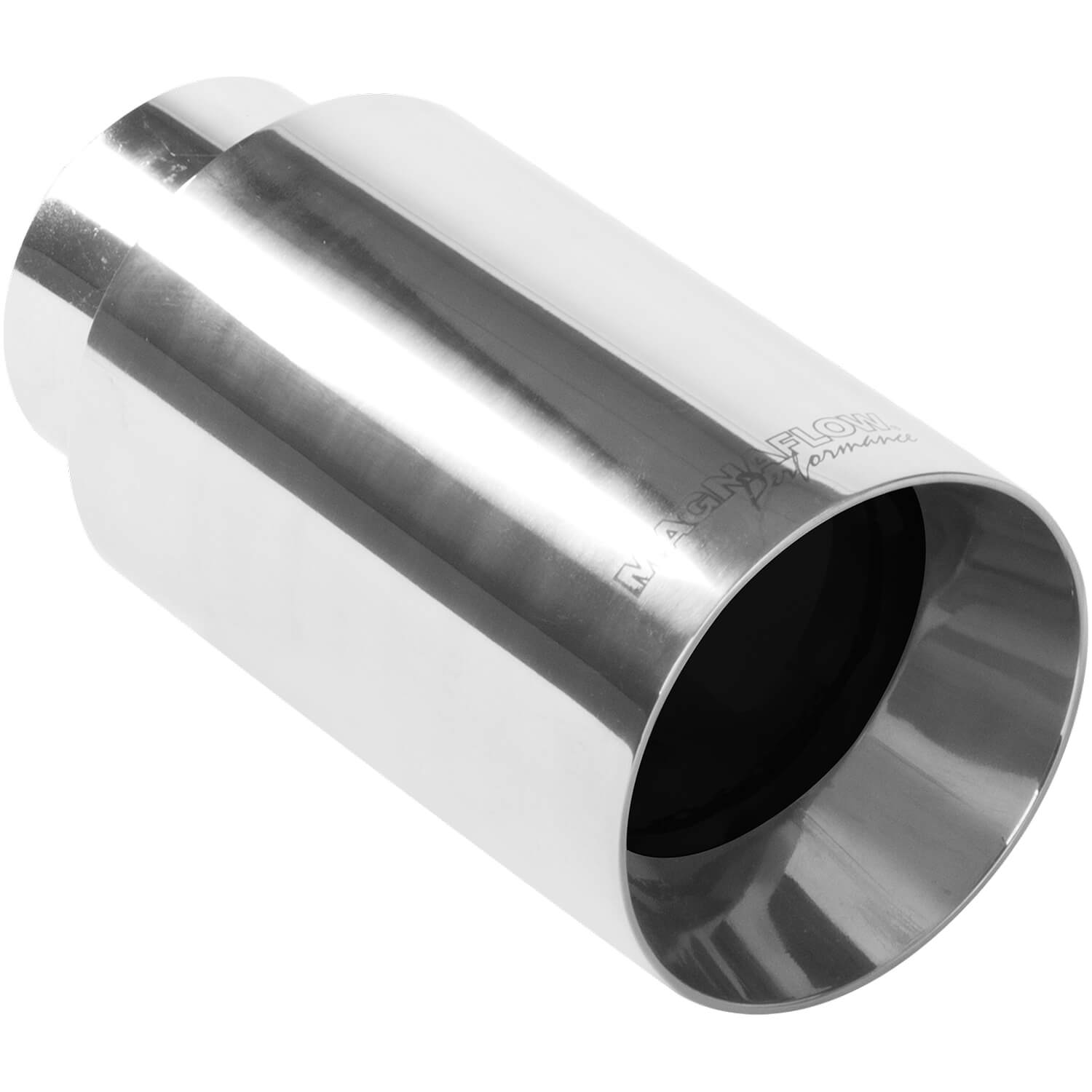 Polished Stainless Steel Weld-On Single Exhaust Tip Inlet Inside Diameter: 2.25"