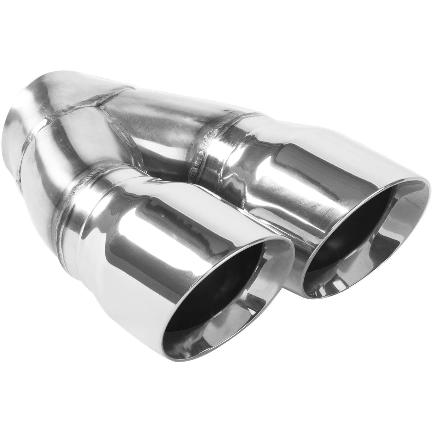 Polished Stainless Steel Weld-On Dual Exhaust Tip Inlet Inside Diameter: 2.25"
