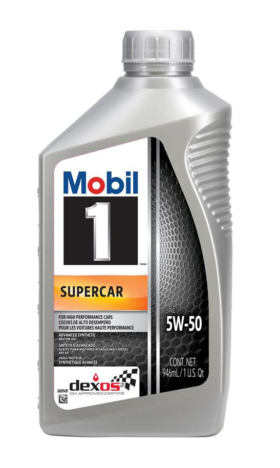 Mobil 1 127372-1 Supercar Advanced Synthetic Oil, Factory Fill for  Specific Applications, 5W-50, High-Temperature Protection