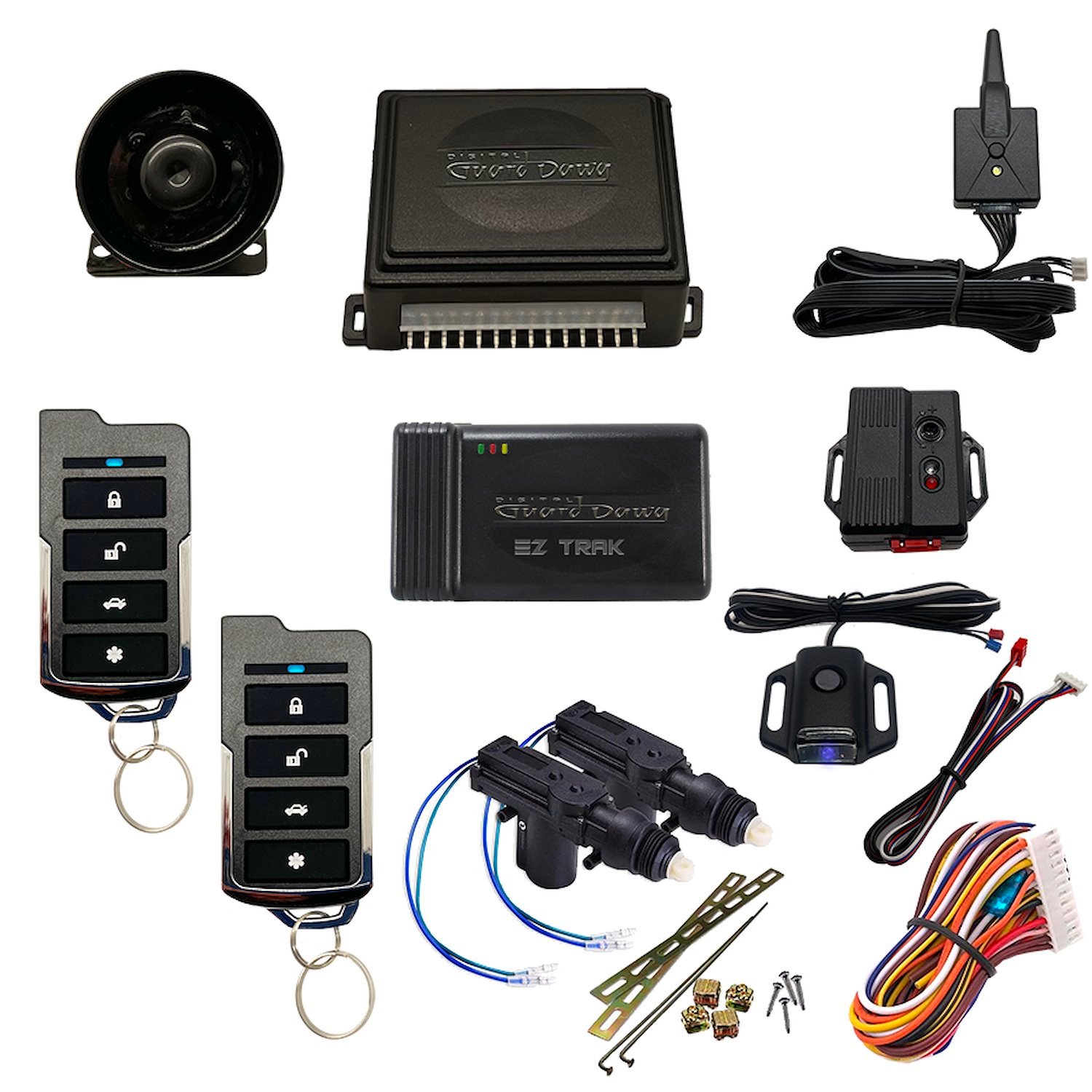 DGD-KY-ALM-1-2A-EZ Keyless Entry and Alarm System, 1-Way, w/2-Door Actuator Kit and Smart Phone EZ-Tracking